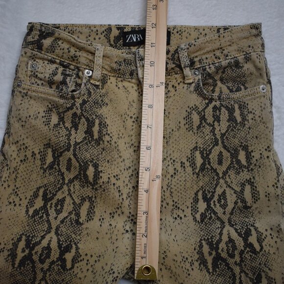 Zara Python Snake Pants Jeans Sz 2 Stretchy High Rise Skinny Ankle Grunge Rock - Picture 13 of 16
